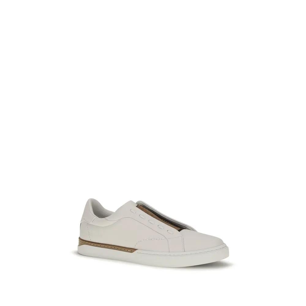 Fendi Sample Sale | Fendi White Calf Leather Bos Taurus Low Top Sneakers - | Designer outlet