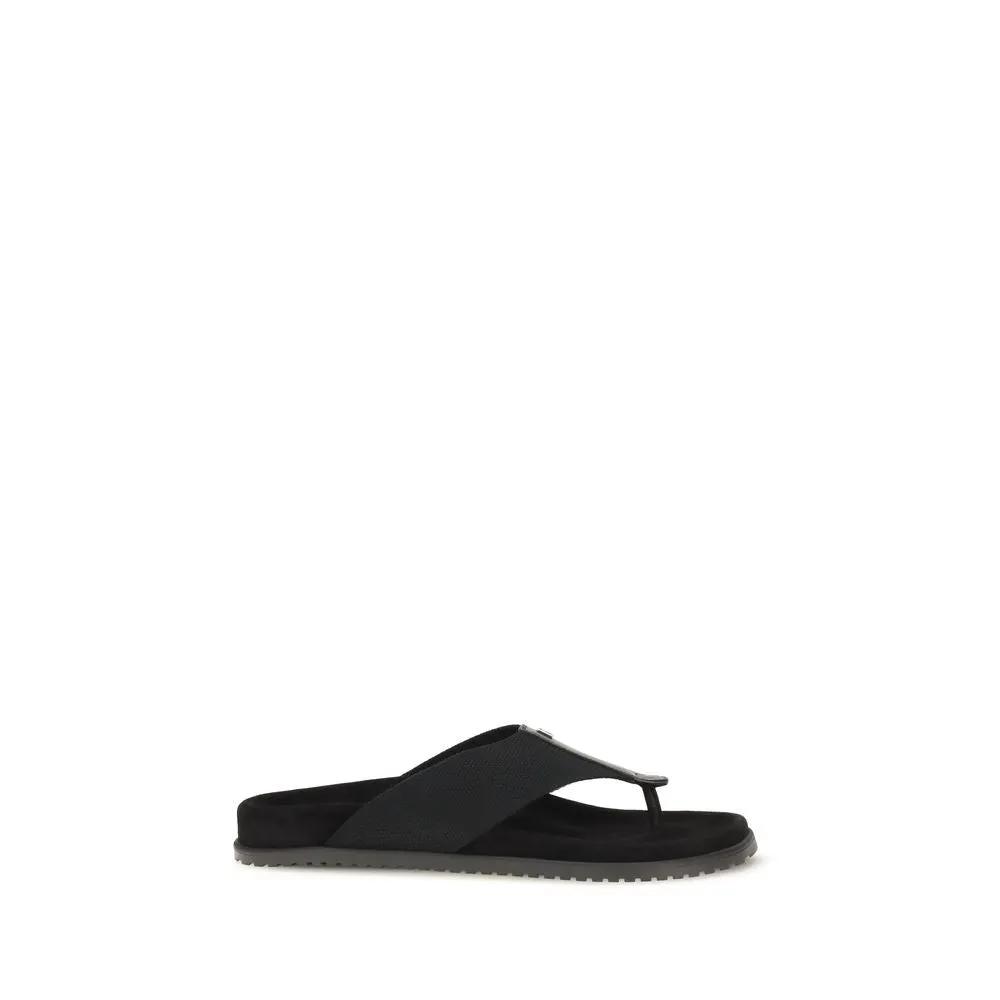 Dolce &amp; Gabbana Black Polyester Flip-Flop Sandals