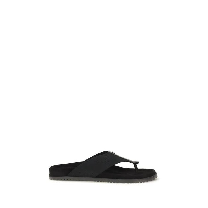 Dolce &amp; Gabbana Black Polyester Flip-Flop Sandals