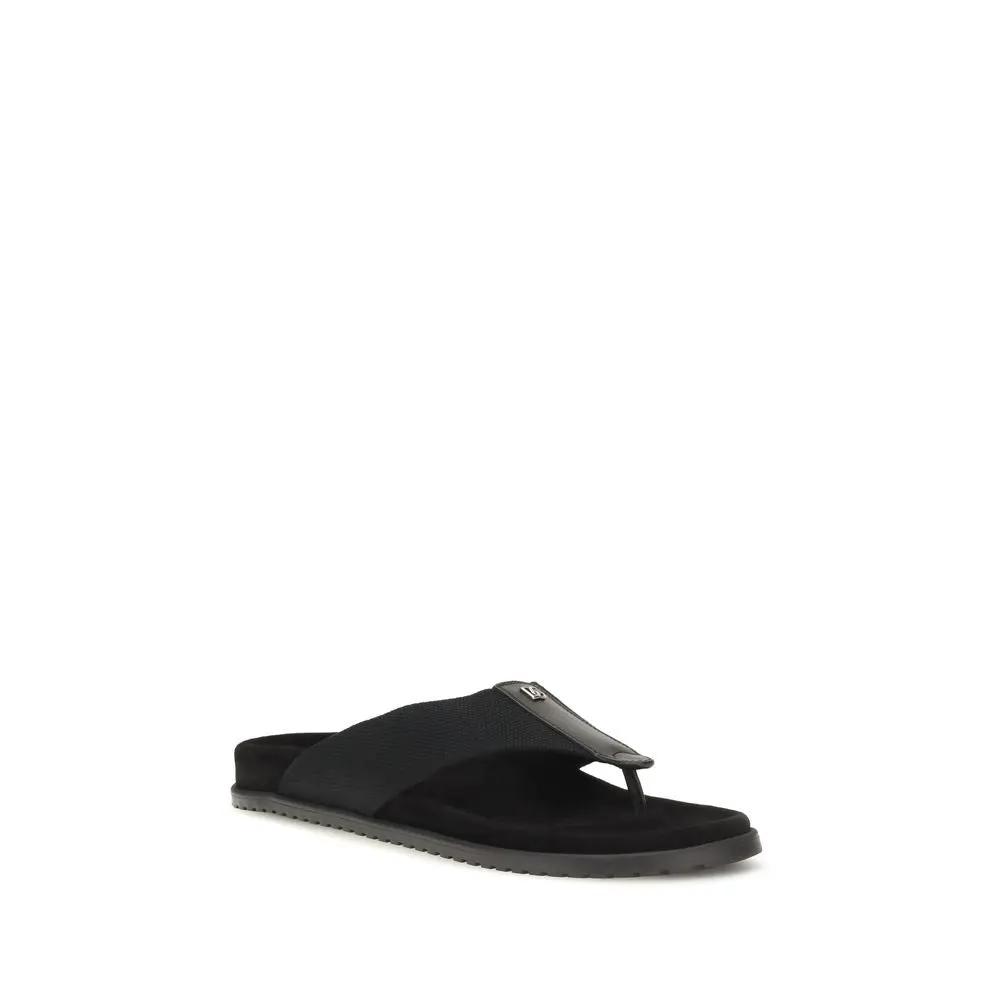 Dolce & Gabbana Sample Sale | Dolce & Gabbana Black Polyester Flip-Flop Sandals - | Designer outlet