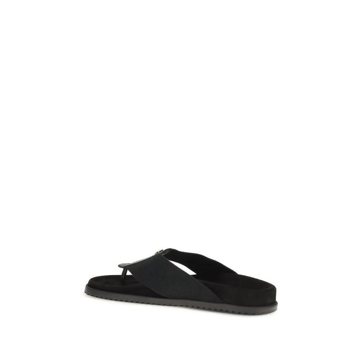 Dolce &amp; Gabbana Black Polyester Flip-Flop Sandals