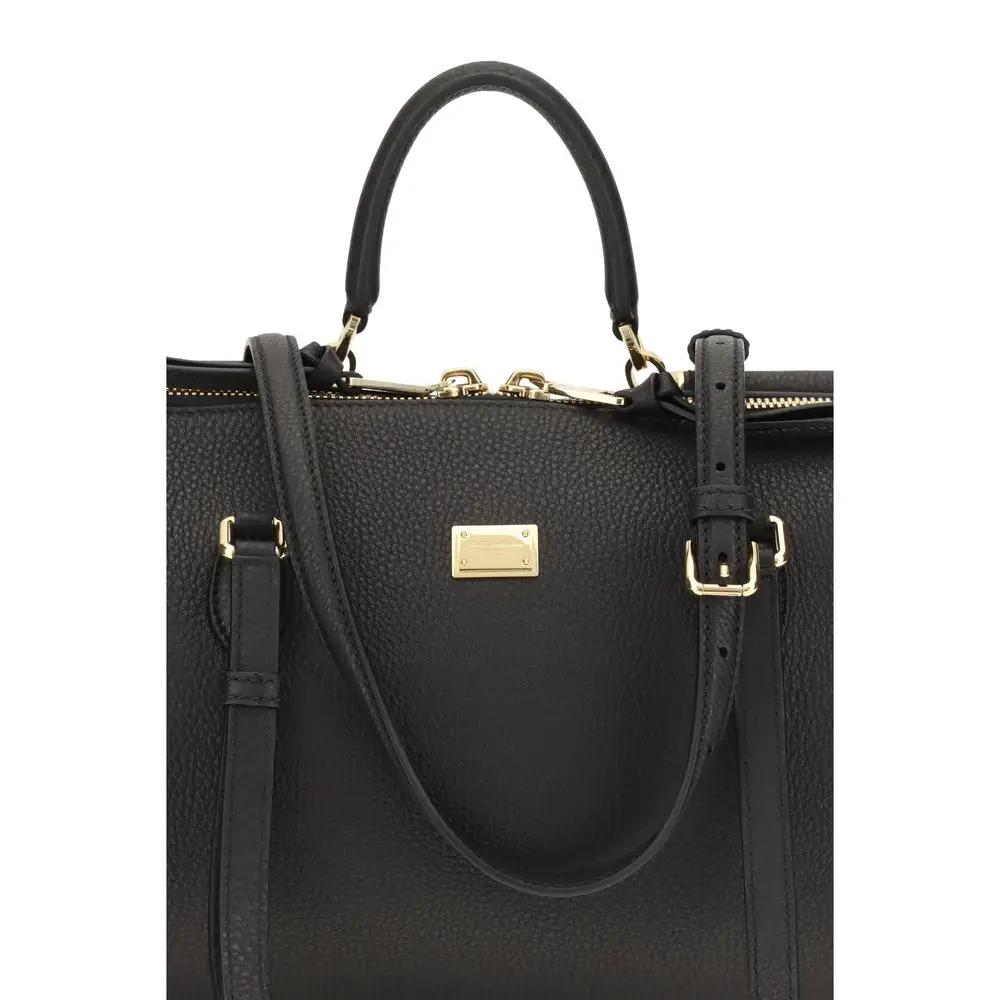 Dolce &amp; Gabbana Black Calf Leather Bos Taurus Shoulder Bag