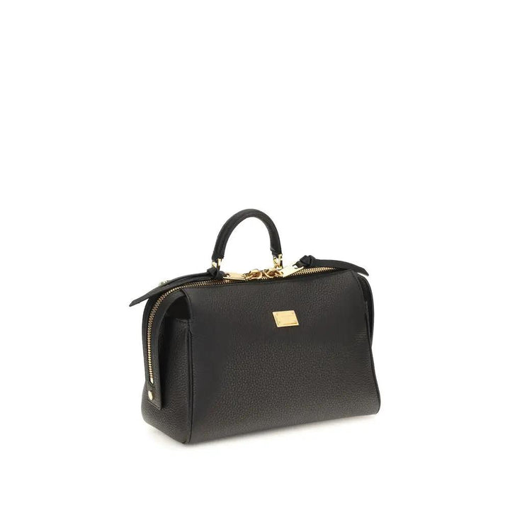 Dolce &amp; Gabbana Black Calf Leather Bos Taurus Handbag
