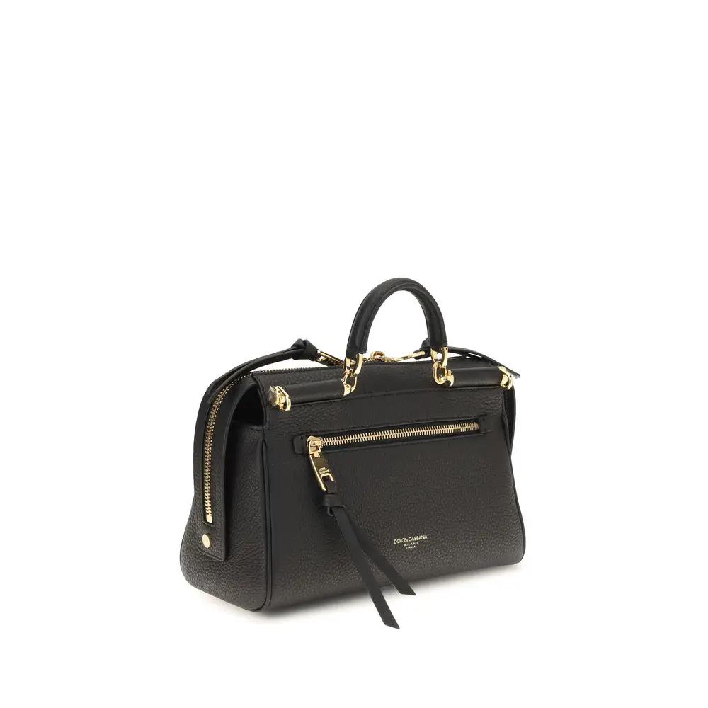 Dolce &amp; Gabbana Black Calf Leather Bos Taurus Handbag