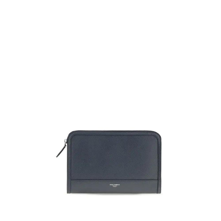 Dolce &amp; Gabbana Blue Calf Leather Bos Taurus Clutch Bag
