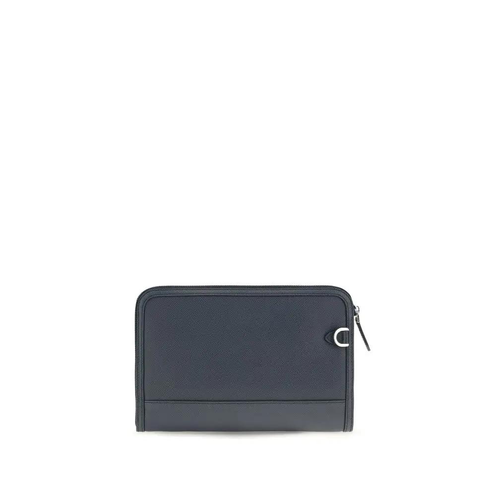 Dolce &amp; Gabbana Blue Calf Leather Bos Taurus Clutch Bag