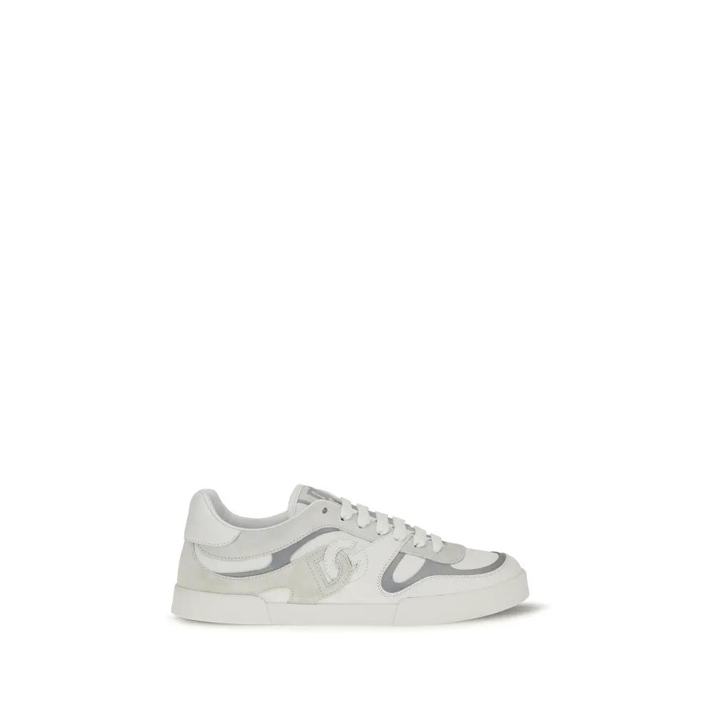 Dolce &amp; Gabbana White Calf Leather Bos Taurus Low Top Sneakers