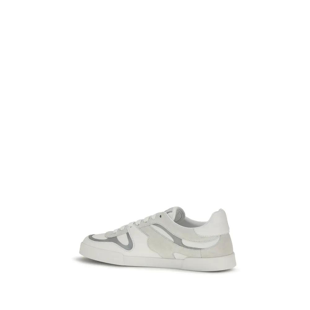 Dolce &amp; Gabbana White Calf Leather Bos Taurus Low Top Sneakers