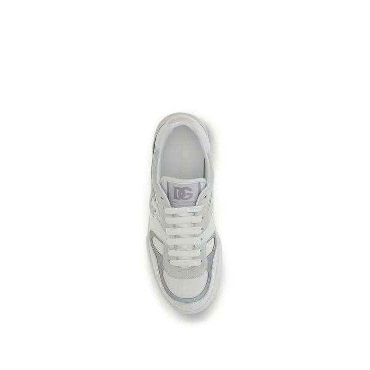 Dolce &amp; Gabbana White Calf Leather Bos Taurus Low Top Sneakers