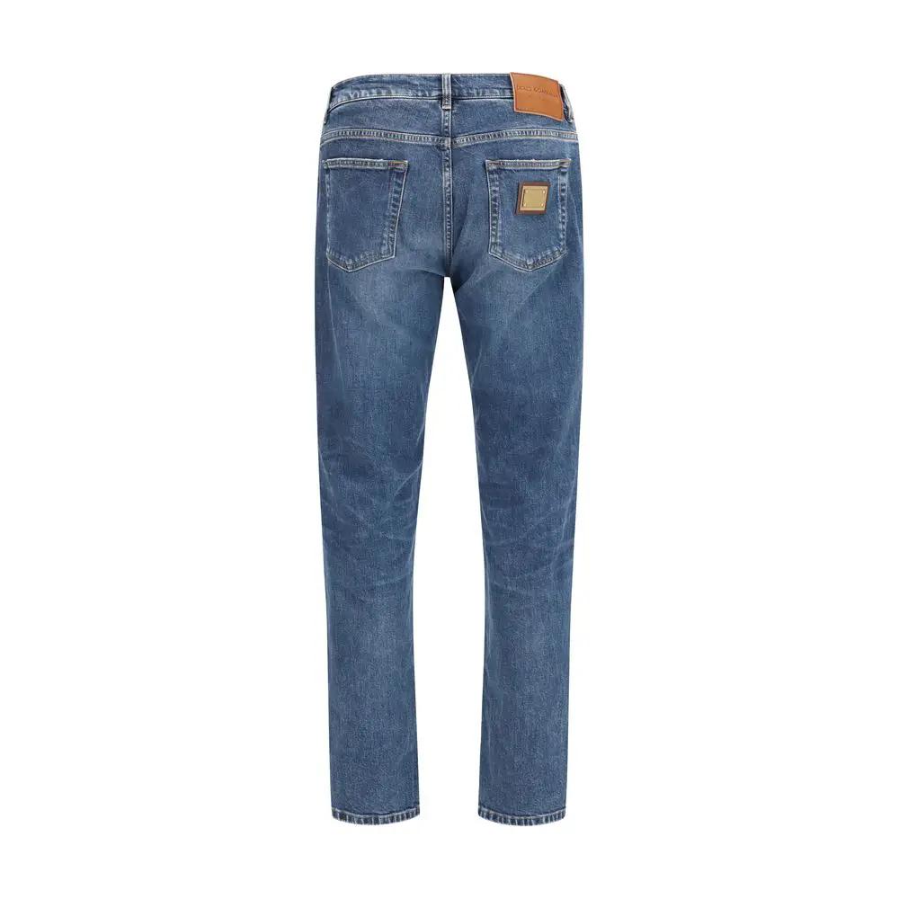 Dolce & Gabbana Sample Sale | Dolce & Gabbana Blue Cotton Straight-Leg Jeans - | Designer outlet