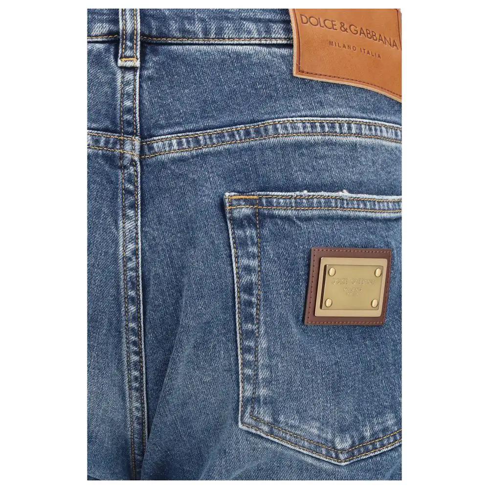 Dolce &amp; Gabbana Blue Cotton Straight-Leg Jeans