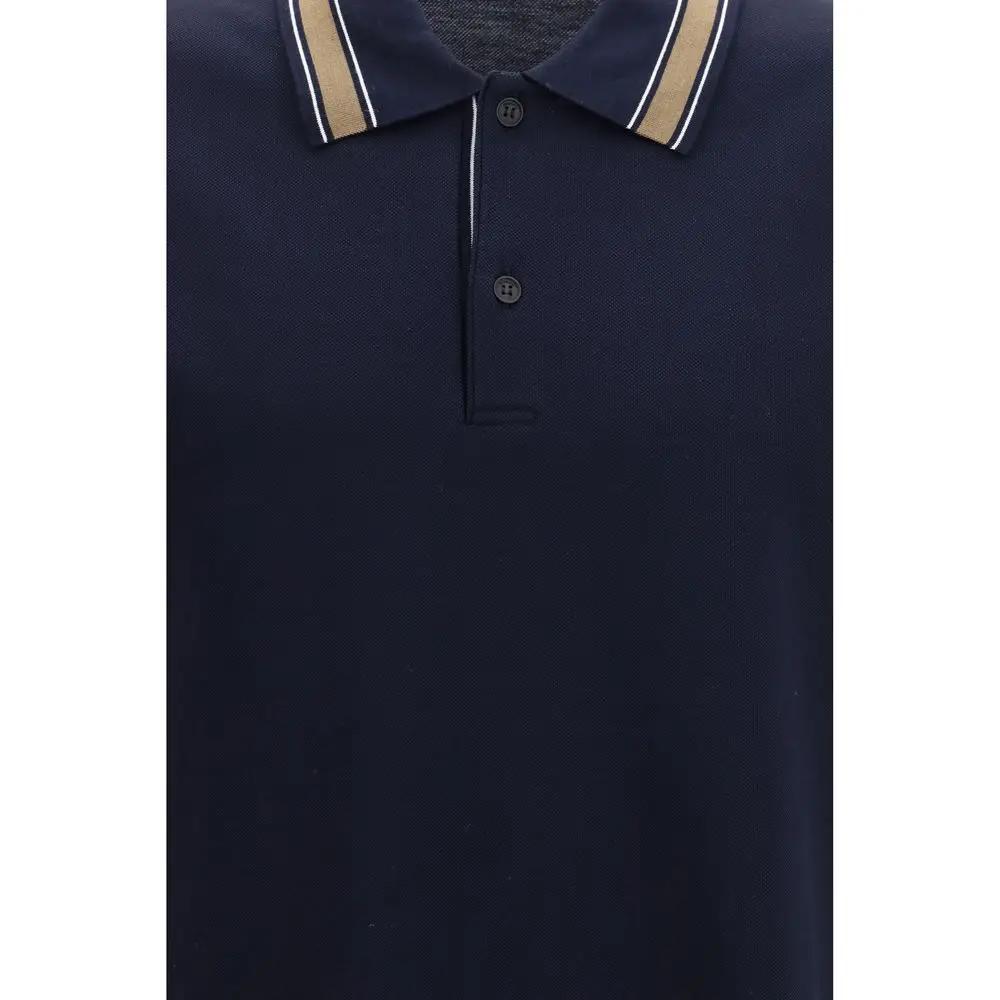 Ferragamo Blue Cotton Polo Shirt