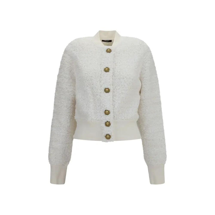 Balmain White Viscose Bomber