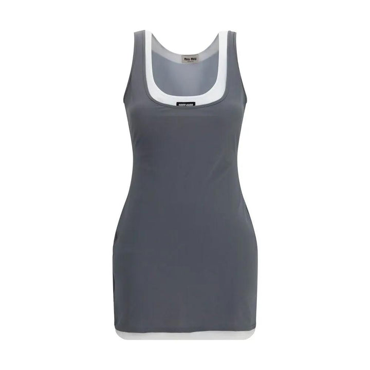 Miu Miu Gray Recycled Polyamide Casual Dress