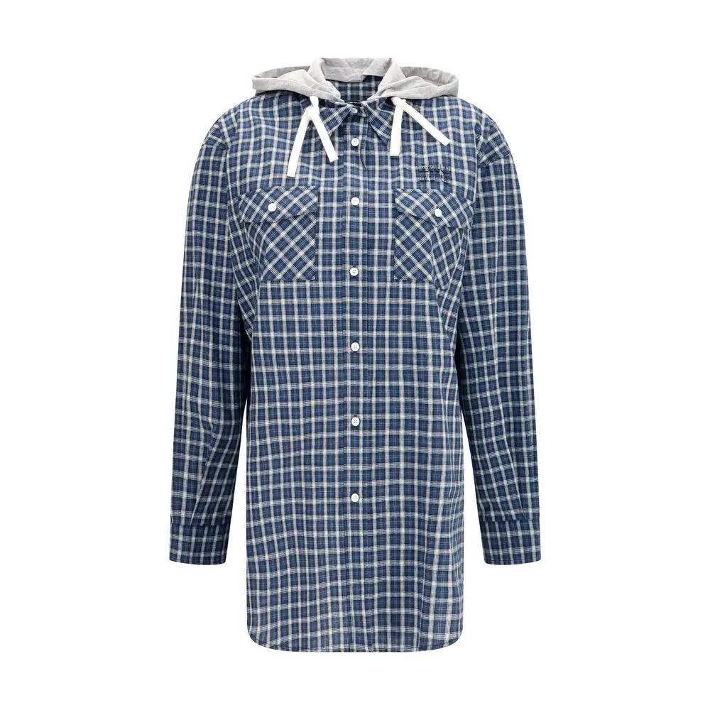 Miu Miu Blue Cotton Pattern Shirt