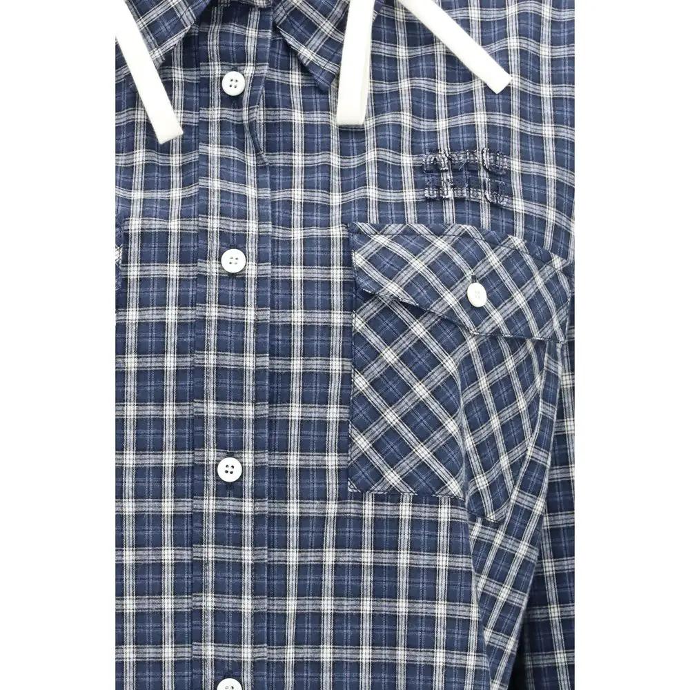 Miu Miu Blue Cotton Pattern Shirt