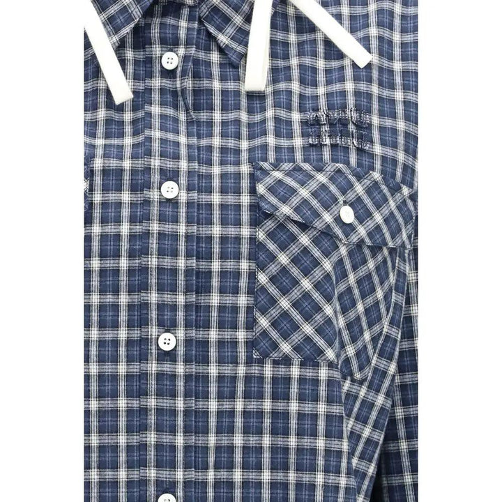 Miu Miu Blue Cotton Pattern Shirt