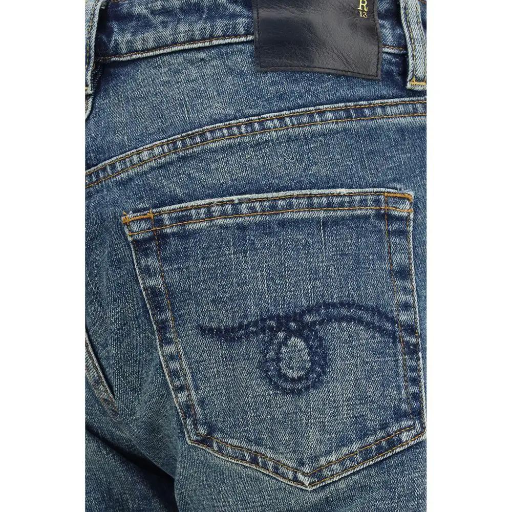 R13 Blue Cotton Flared Jeans
