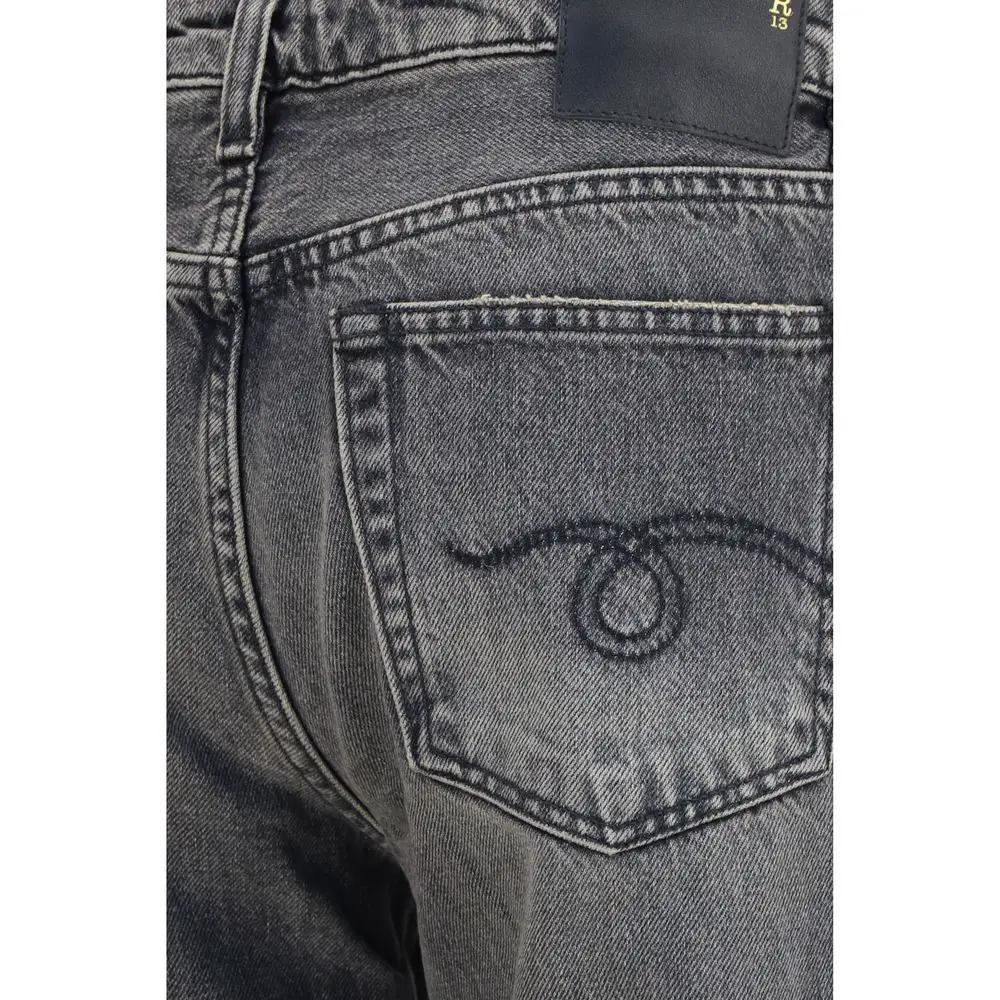 R13 Gray Cotton Straight-Leg Jeans