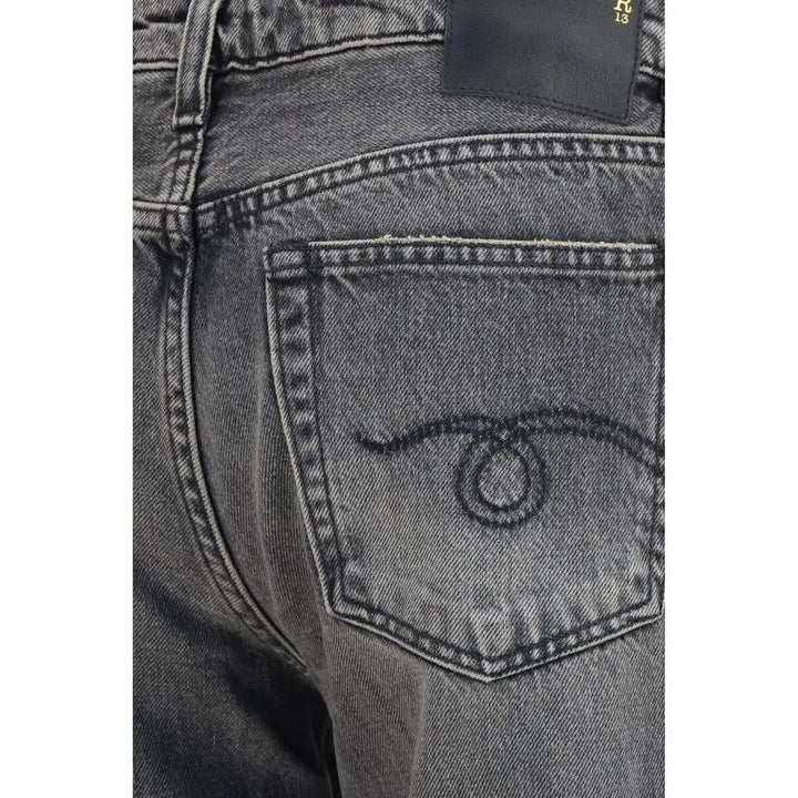 R13 Gray Cotton Straight-Leg Jeans