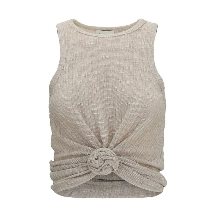 Magda Butrym Sample Sale | Magda Butrym Beige Lyocell Sleeveles T-Shirt - | Designer outlet