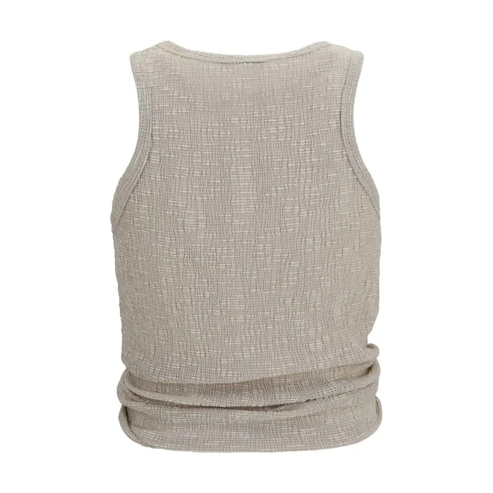 Magda Butrym Sample Sale | Magda Butrym Beige Lyocell Sleeveles T-Shirt - | Designer outlet