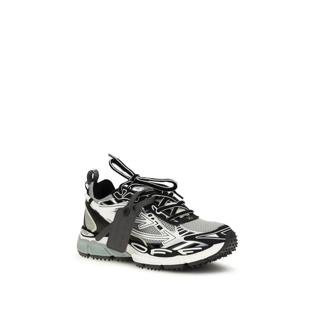 Off-White Gray Polyester Athletic Sneakers