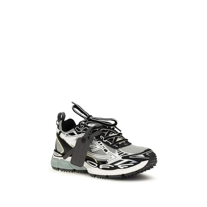 Off-White Gray Polyester Athletic Sneakers