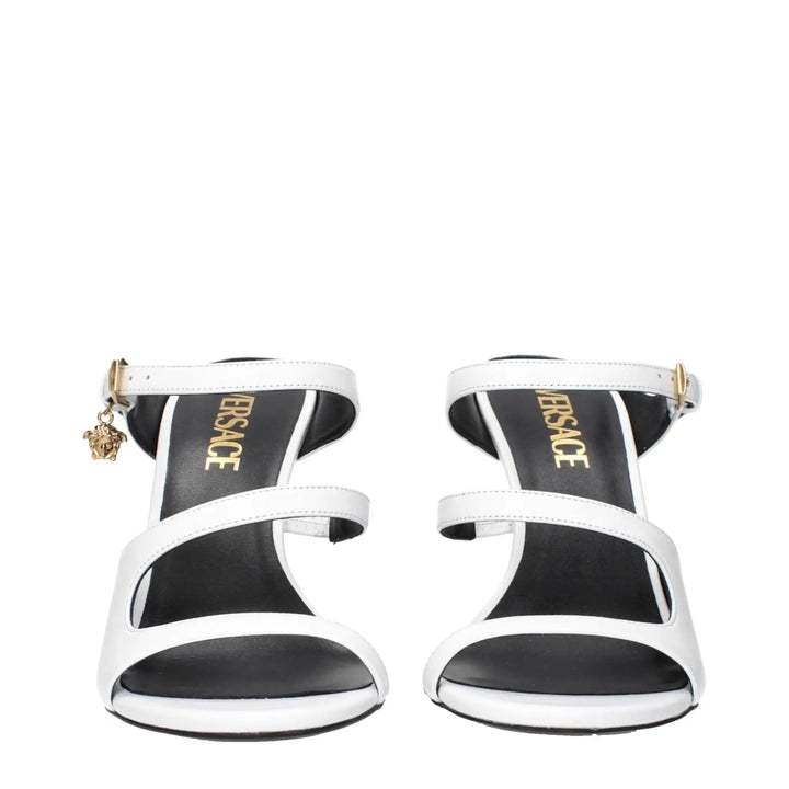 Versace White Leather Stiletto Heel Sandals