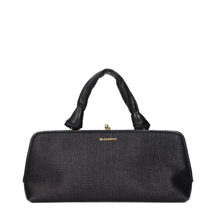 Jil Sander Black Raffia Handbag