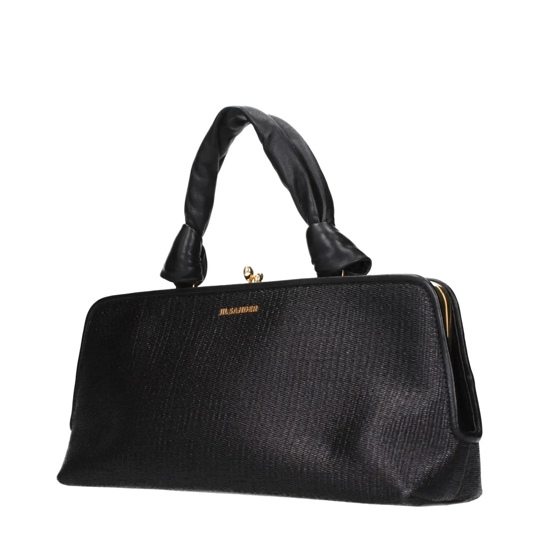 Jil Sander Black Raffia Handbag