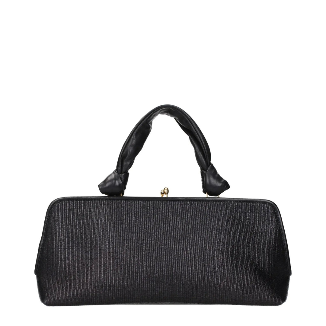 Jil Sander Black Raffia Handbag