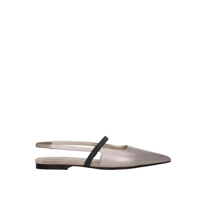 Brunello Cucinelli Sample Sale | Brunello Cucinelli Beige Leather Ballet Flats - | Designer outlet