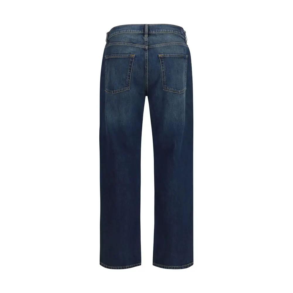 7FOR Blue Cotton Straight-Leg Jeans