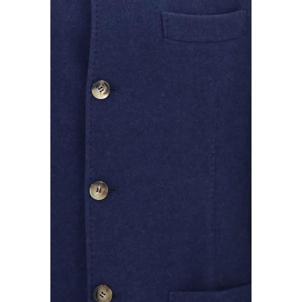 Brunello Cucinelli Blue Cashmere Full-Length Jacket