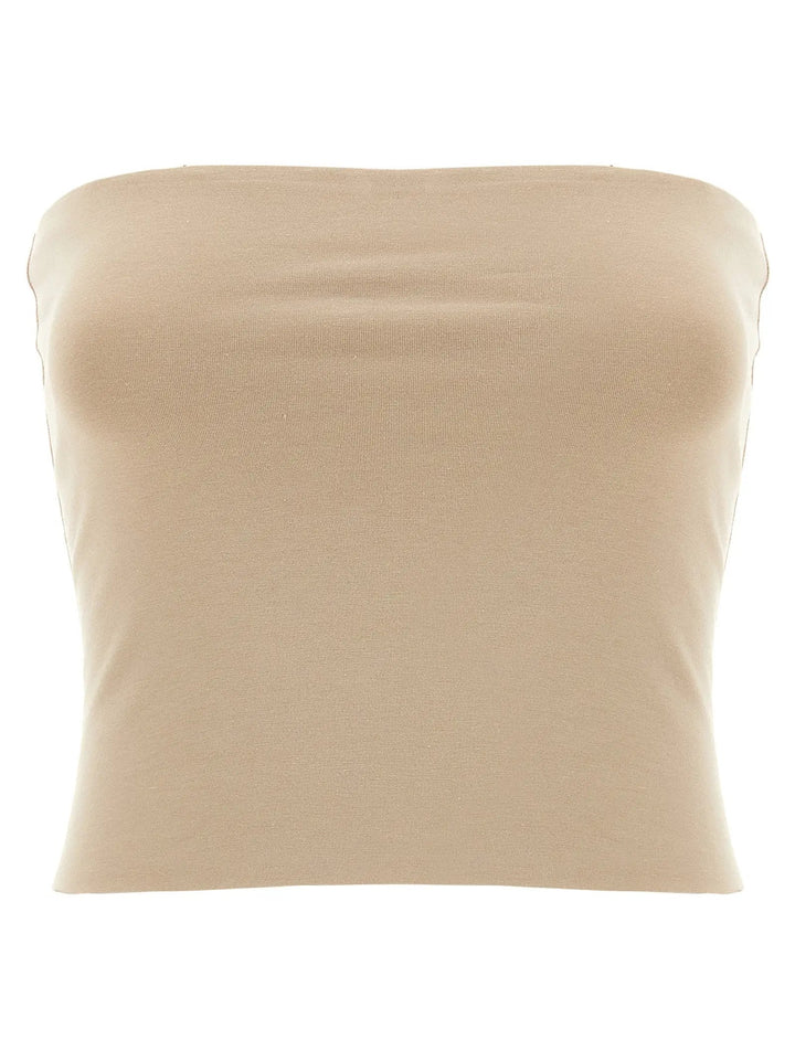 Brunello Cucinelli Beige Cotton Sleeveles T-Shirt