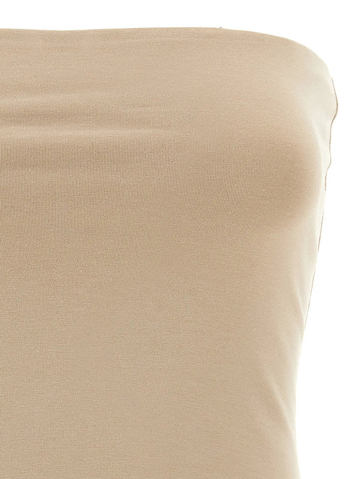 Brunello Cucinelli Beige Cotton Sleeveles T-Shirt