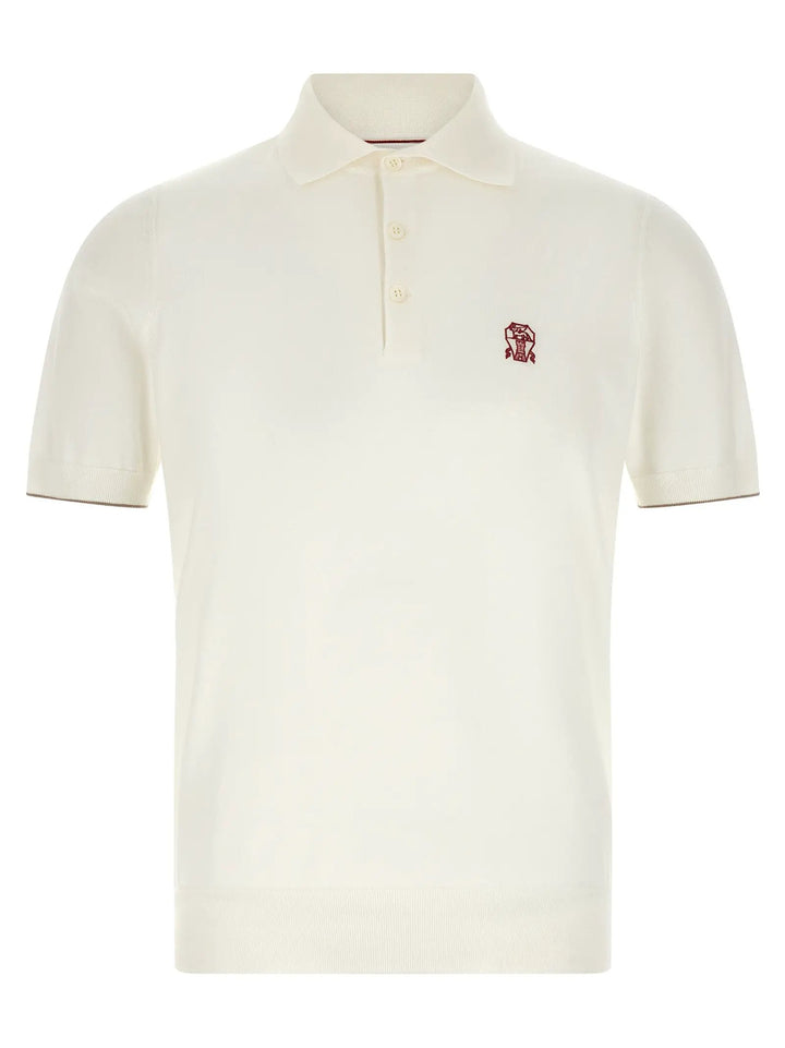 Brunello Cucinelli White Cotton Polo Shirt