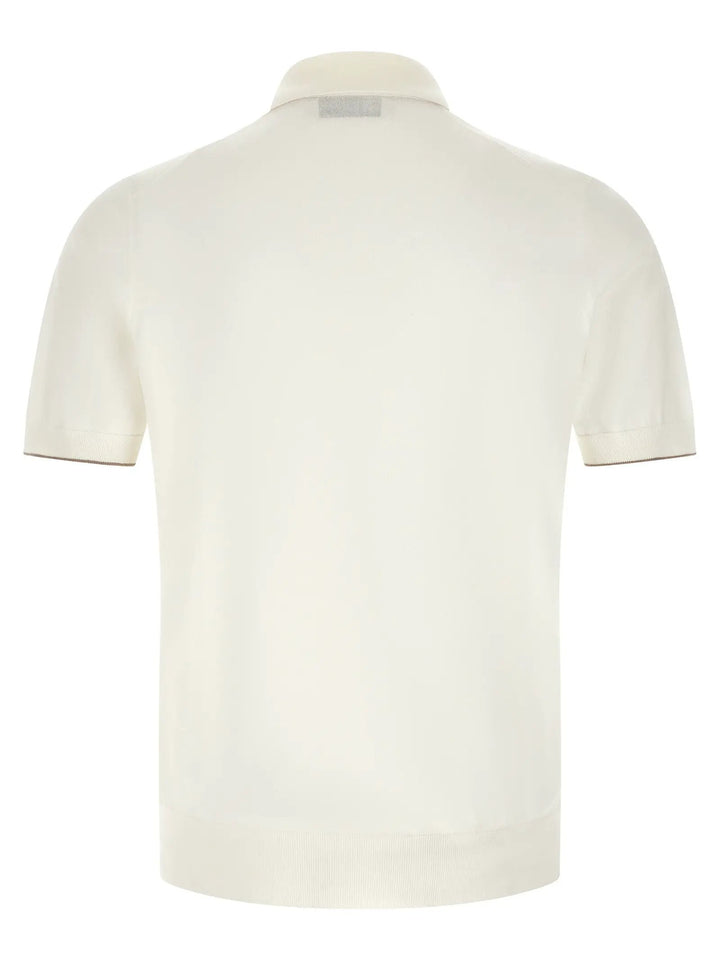 Brunello Cucinelli White Cotton Polo Shirt