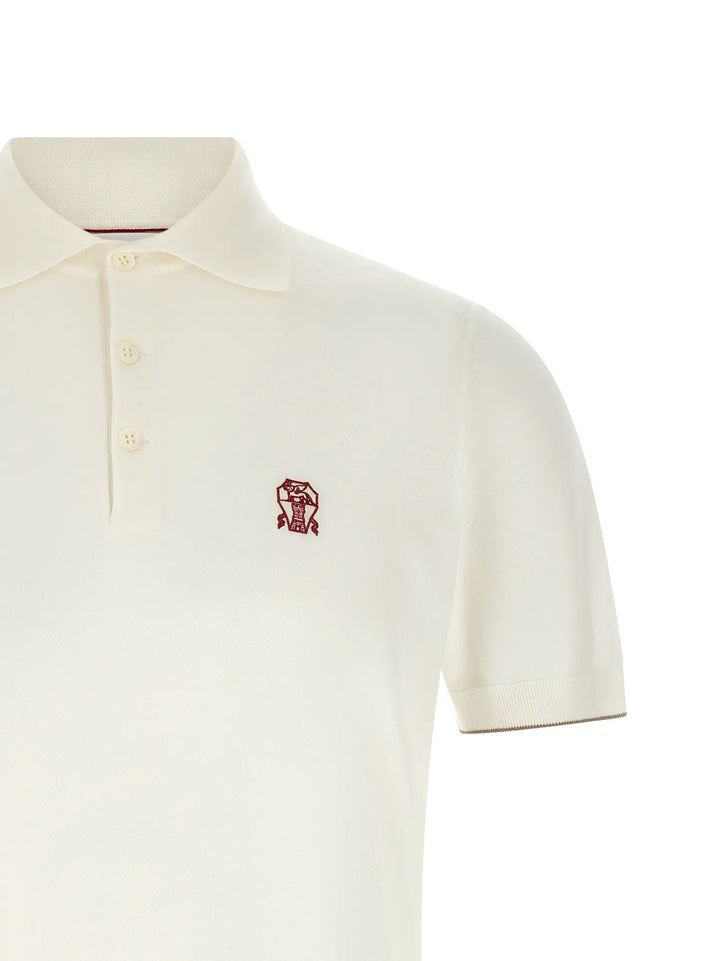 Brunello Cucinelli White Cotton Polo Shirt
