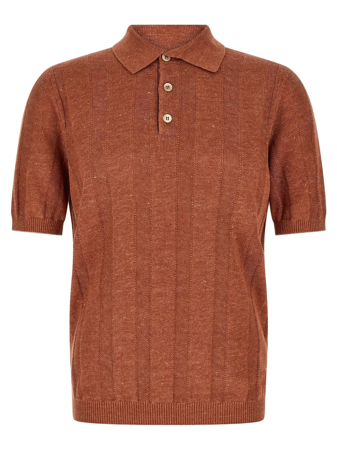 Brunello Cucinelli Orange Linen Polo Shirt
