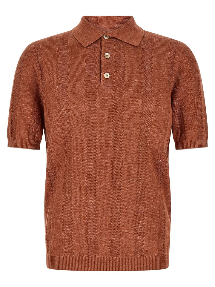 Brunello Cucinelli Orange Linen Polo Shirt