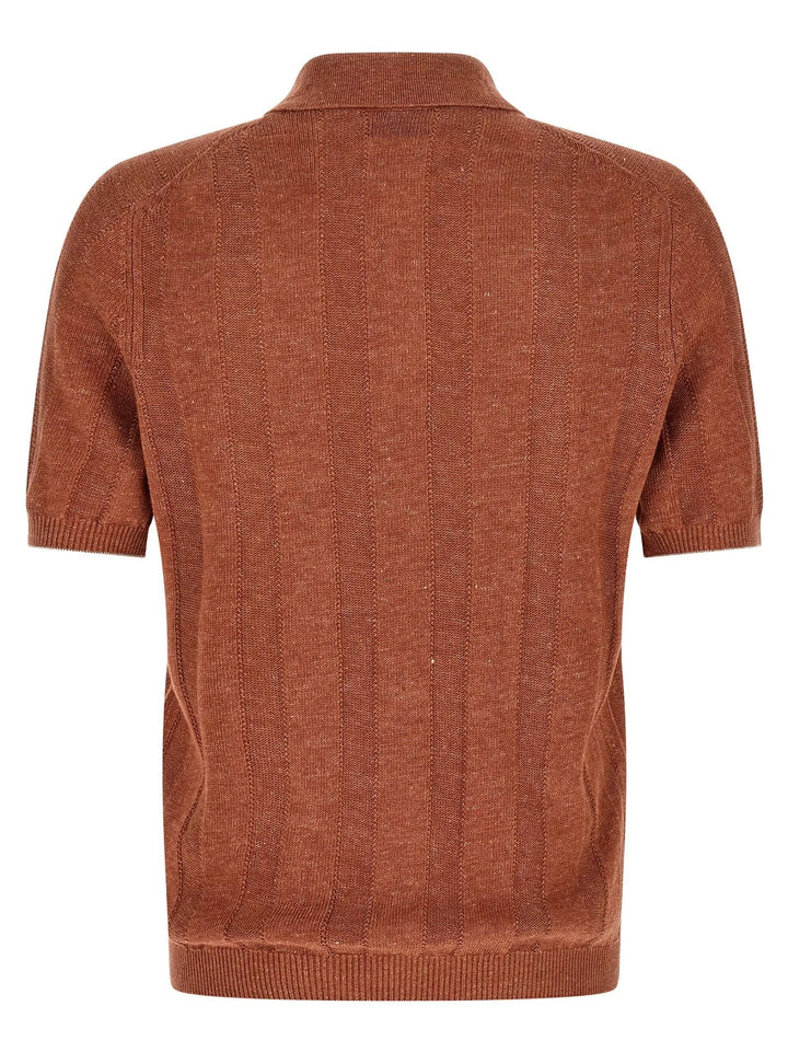 Brunello Cucinelli Orange Linen Polo Shirt