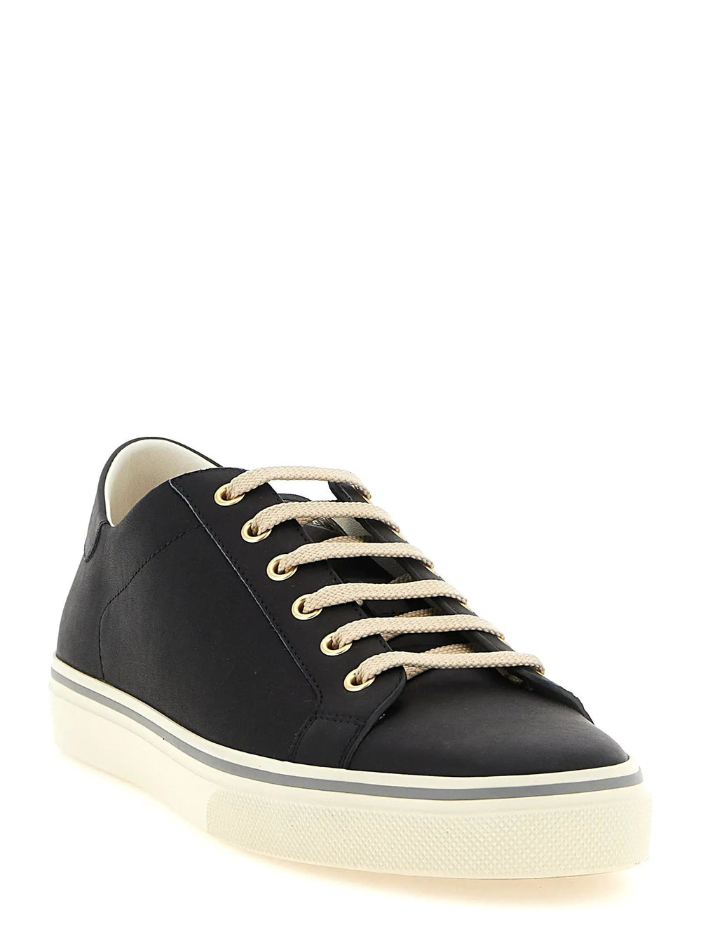 Brunello Cucinelli Sample Sale | Brunello Cucinelli Black Calfskin Low Top Sneakers - | Designer outlet