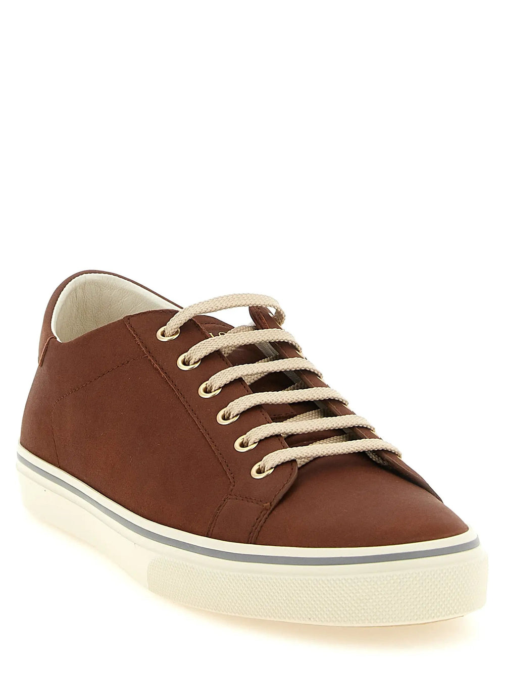 Brunello Cucinelli Sample Sale | Brunello Cucinelli Brown Calfskin Low Top Sneakers - | Designer outlet