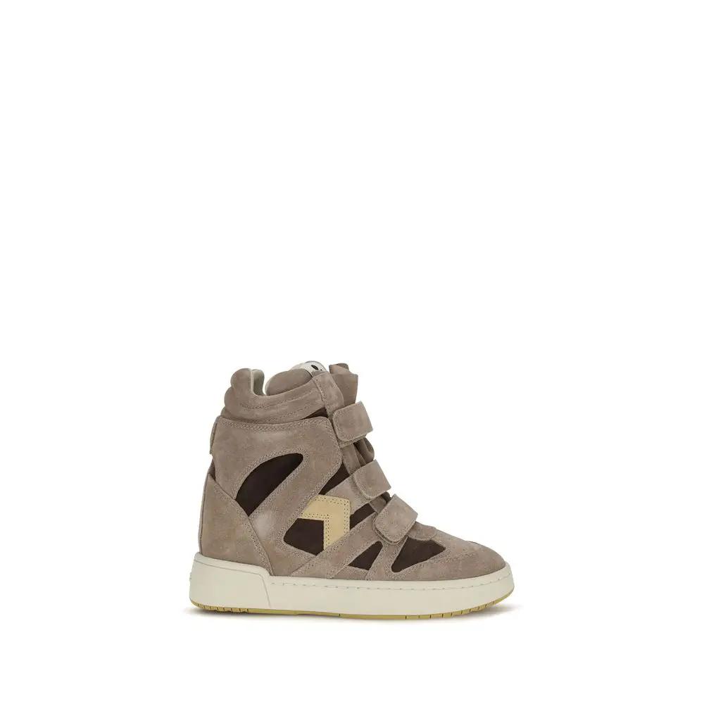 Isabel Marant Sample Sale | Isabel Marant Beige Calf Leather Bos Taurus High Top Sneakers - | Designer outlet