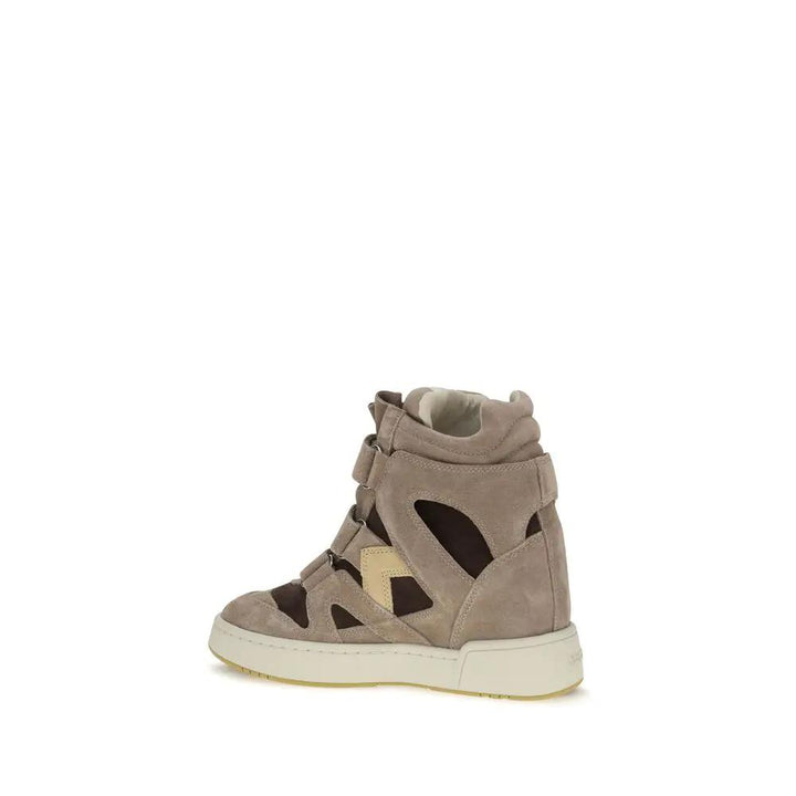 Isabel Marant Sample Sale | Isabel Marant Beige Calf Leather Bos Taurus High Top Sneakers - | Designer outlet