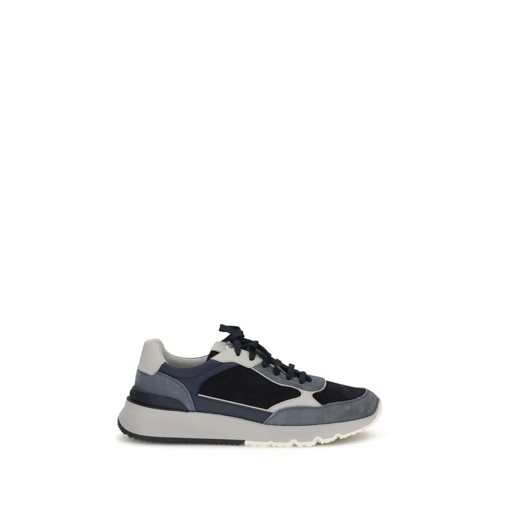 Brunello Cucinelli Sample Sale | Brunello Cucinelli Blue Calf Leather Bos Taurus Athletic Sneakers - | Designer outlet