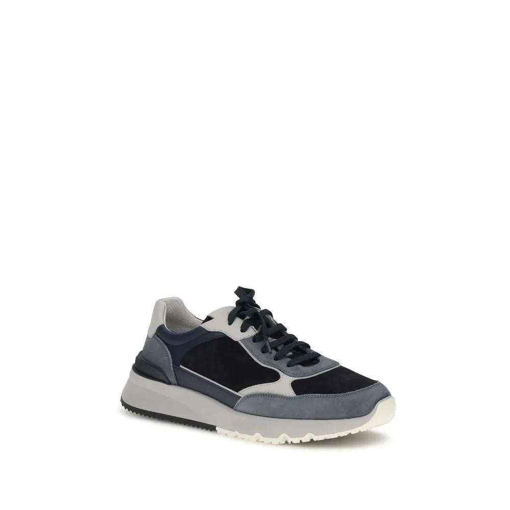 Brunello Cucinelli Sample Sale | Brunello Cucinelli Blue Calf Leather Bos Taurus Athletic Sneakers - | Designer outlet