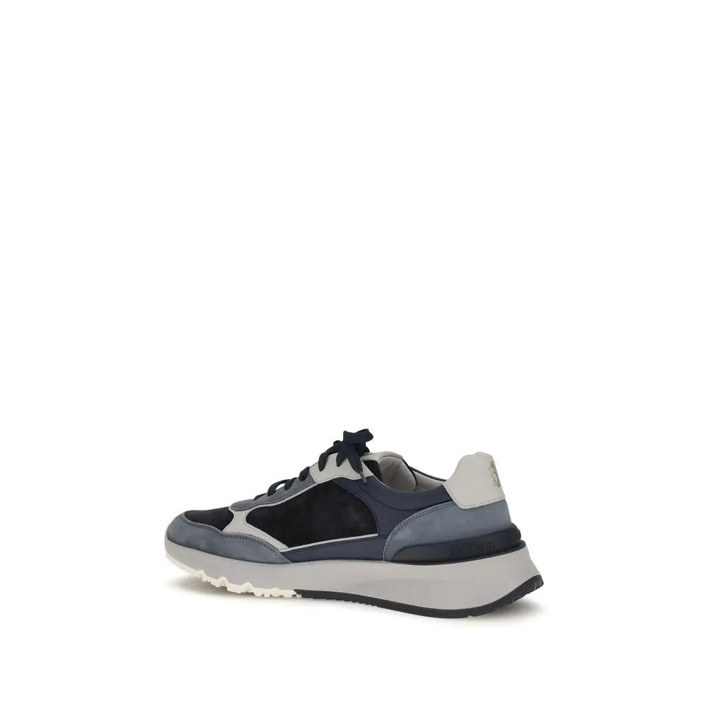 Brunello Cucinelli Sample Sale | Brunello Cucinelli Blue Calf Leather Bos Taurus Athletic Sneakers - | Designer outlet